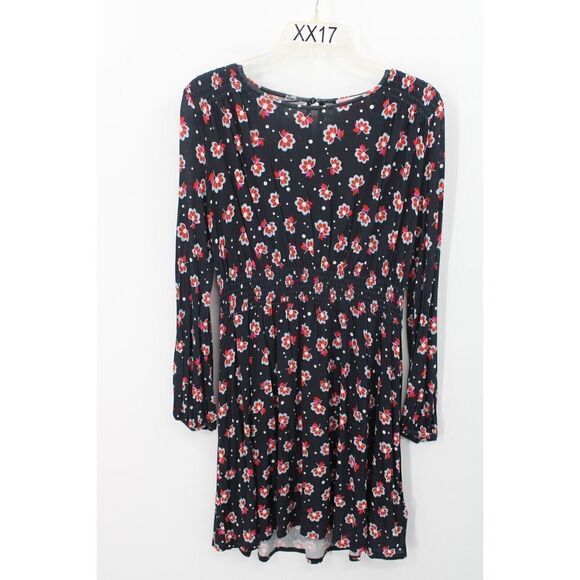 Kate Spade Navy Floral A-line Smocked Waist Size Small Viscose Blend Dress - Picture 1 of 8